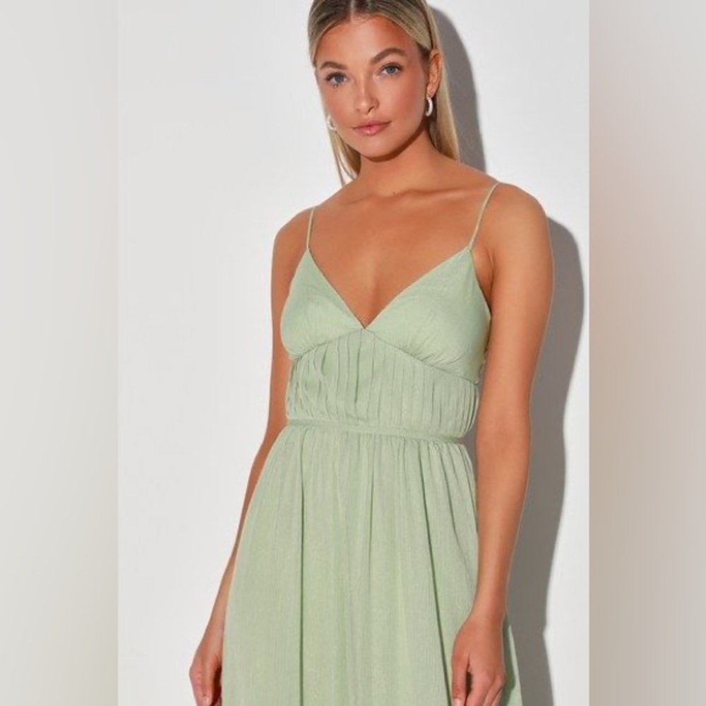 Wayf Sage Green Spaghetti-Strap Maxi Dress